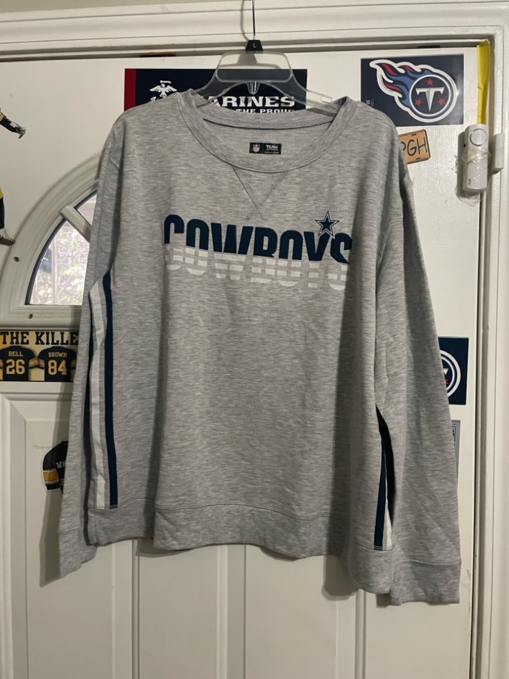 Team Apparel Gray Cowboys Crewneck Sweatshirt with Navy Accents